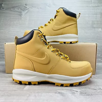 Nike Manoa Leather Boots Mens Size 4 Water Resistant Wheat Tan 454350-700 • $48.99