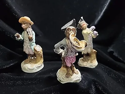 Antique Meissen Monkey Band Horn Fiddle Porcelain Figurines Lot Of 3 • $280