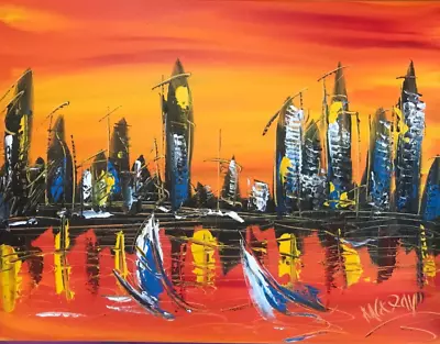 NEW YORK CITY Mark Kazav  Abstract Modern CANVAS Original Oil Painting W5HRT • $99