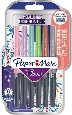 PaperMate Flair Felt Tip Pens Set Medium Point Tip Nib Coloured Pack X6 Pack • £3.99