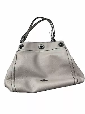 Coach Pebbled Leather Beige Tan Shoulder Bag Satchel Purse • £48.66