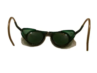 Vtg WILLSON GOGGLES Glasses Green Lens STEAMPUNK Aviator Motorcycle Welder A13 • $90