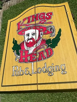 Vintage 1970s Kings Head Pub And Lodging Dart Boatd Cabinet Wood • $64.34