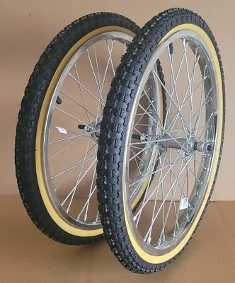 20  X 1.75 BMX Steel Wheels PAIR Freewheel 36 Spokes BLACK/GUMWALL TIRES K.I.T • $118.99