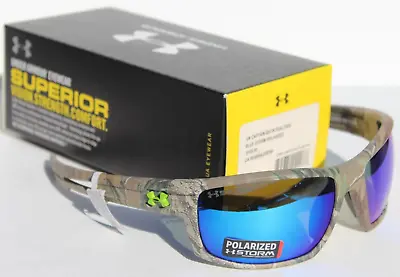 UNDER ARMOUR Captain POLARIZED Sunglasses Satin Realtree Camo/Blue Storm NEW • $149.99