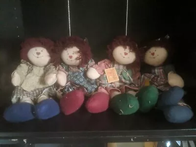 VINTAGE RAG DOLLS - LOT OF 4 - Snuggle Boyds Raggy With Tags ~ Trl8#113 • $85.31