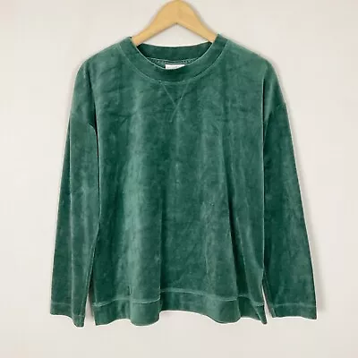 J.JILL Size MEDIUM Green VELOUR TOP Sweatshirt Style Popover Women’s • $17.95