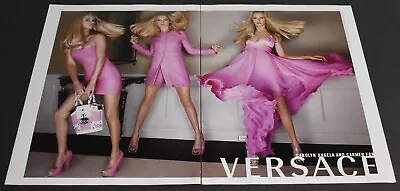 2007 Print Ad Sexy Heels Fashion Lady Long Legs Blonde Versace Dress Style Pink • $10.98