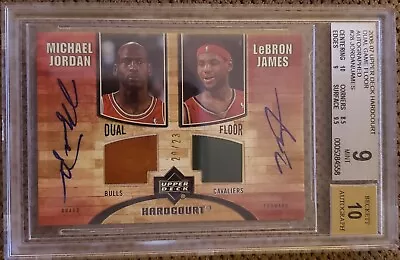 Michael Jordan Lebron James 2006-07 UD Hardcourt DUAL FLOOR AUTO /23 BGS 9/10!!! • $19999.99