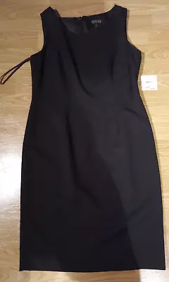 Vintage Kasper Black Knee Length Size 10 Dress Zip Up Back Brand New With Tags • £8.10