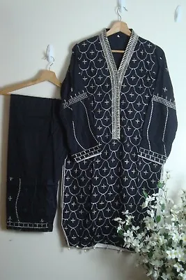 LIME LIGHT Linen Salwar Kameez Embroidered Stitched 2pc Suit For Winter 2023 • £23