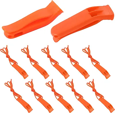 Safety Whistle Marine Whistle Plastic Whistles With Lanyard For Emergency 10 Pcs • $10.83