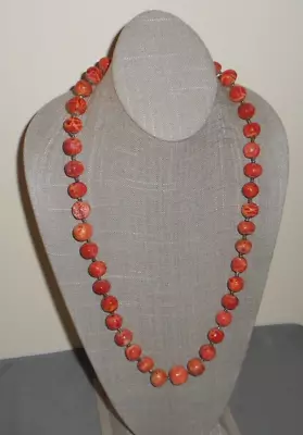 Vintage Miriam Haskell Sponge Coral Bead Necklace 26  L • $24.99