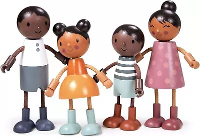 Tender Leaf Toys- Multicultural Wooden Dolls Family With Flexible Arms And Legs • $40.41