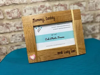 Mummy Daddy And Me | Personalised Oak Wood Photo Frame | 6x4  Or 7x5   • £17.99