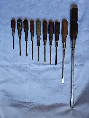 10 Various Vintage Wooden Handle Screwdriver-PROTO Longest 22.5 -shorter Unbrand • $8.37