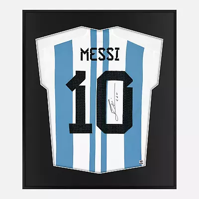 Framed Lionel Messi Signed Argentina Shirt 2022 World Cup [Mini] • £1957.99