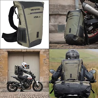 Oxford Aqua B25 Waterproof Motorcycle 25 Litre Luggage Backpack Rucksack Khaki • $98.64