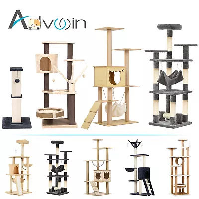 Advwin Cat Tree Tower Scratching Post Scratcher Wood Condo Pet House Bed Toys • $29.90