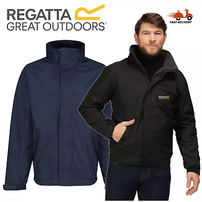 Mens Regatta Dover Jacket Fleece Lined Waterproof Hooded Full Zip Bomber Coat • £24.99