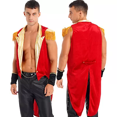 UK Men Circus Ringmaster Jacket Lion Tamer Showman Tailcoat Costume Party Club • £11.95