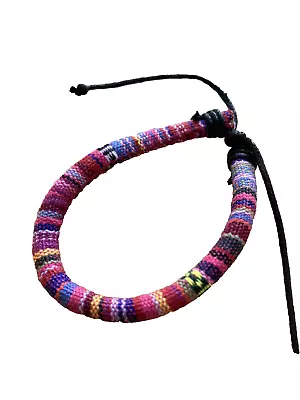 New Rastaclat Adjustable Draw String Bracelet Pink Purple & Red Multicolor • $7.99
