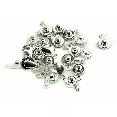 20 Ball & Socket Clasps Silver Plated Button Snaps Trailer Hitch 10mm J09384A • £4.29