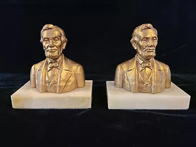 Kronheim & Oldenbusch K&O Co. Abraham Lincoln Bronze Washed Cast Metal Bookends • $29.95