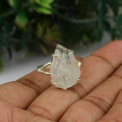 $26.99 • Buy Raw Herkimer Diamond Statement Ring 925 Sterling Silver Ring Handmade Jewelry