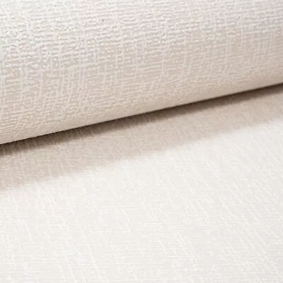 Plain Beige Cream Wallpaper HeavyWeight Embossed Thick Linen Effect Free Match • £9.99