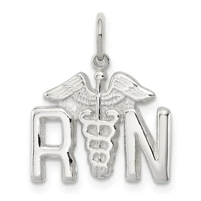 925 Sterling Silver RN Nurse Medical Symbol Caduceus Charm Pendant 0.63 Inch • $20.16