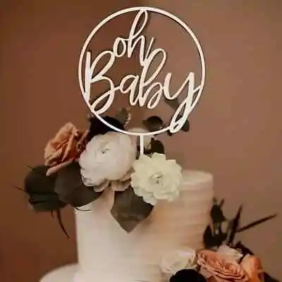 Baby Shower Oh Baby Wooden Cake Topper Party Supplies Decorations Boho • $11.95