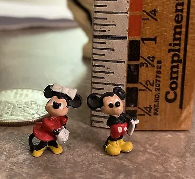 Teeny Tiny Disney Pewter Mickey & Minnie Mouse Figurines Painted APROX. 1/2in • $9.95