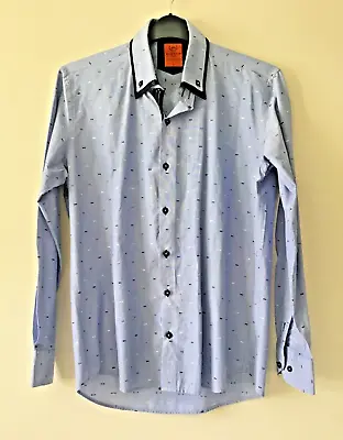 Makrom London Textile Quality Rules Geometric Pattern Slim Fit Shirt Size Large • £19.99