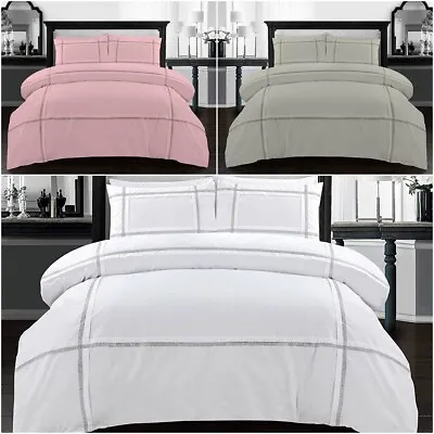 Eva Lace Duvet Cover Set With Pillow Cases Diamante Lacework Quilt Bedding Sets • £22.99