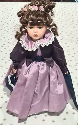 Vintage 1990s Homeart Porcelain Doll Purple/Lavender Dress • $48