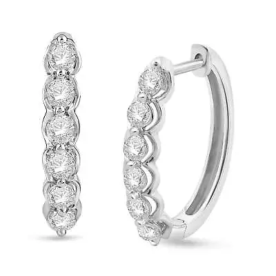 14K White Gold 1 Cttw Diamond Hoop Earrings • $1499.99