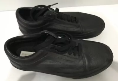 Vans Old Skool Leather Black Mono Size US 7 Men US Women 8.5 • $60