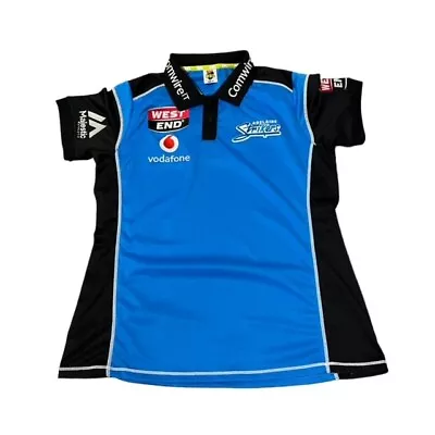 Adelaide Strikers BBL Cricket Women's Short Sleeve Media Polo Shirt Blue Size 16 • $30