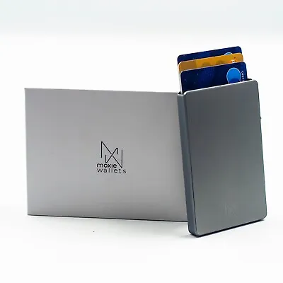 $9.99 • Buy Slim Wallet For Men Card Holder RFID Blocking Aluminum Grey, Gift Idea For Men.