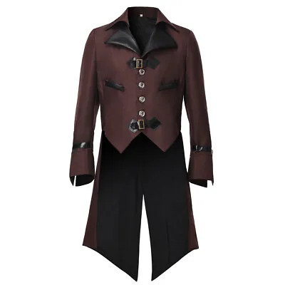 Steampunk Mens Swallow-tailed Coat Victorian Aviator Overcoat Outwear Gothic • $36.99