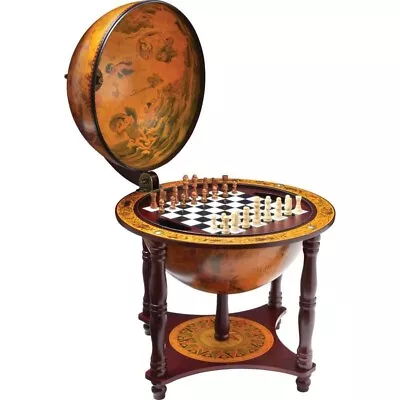 Vintage Globe Chess Table Wood Set Board Game Luxury Toy Knight Gift Family Fun • $239.74