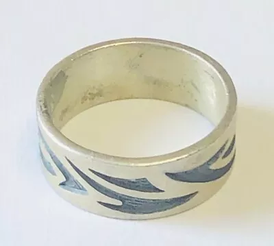 Vintage Inlay Elk Antler Pattern Sterling Band Ring Size 9.75 -12300 • $29.99