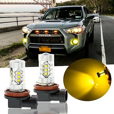 JDM Bright Yellow H16 LED Fog Light Bulbs For Toyota 4Runner Highlander RAV4 Etc • $14.96