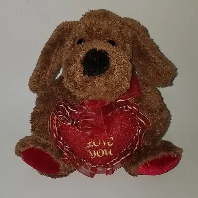 I Love You Brown Puppy Dog Plush Valentine's Day Stuffed Animal Gift Red Heart • $15.26