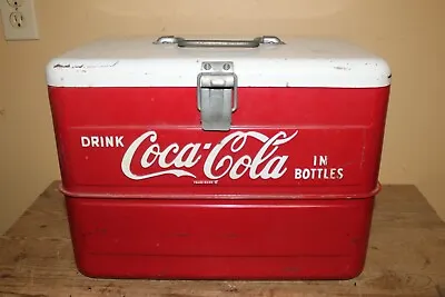 Unusual Vintage 1950's Coca Cola Soda Pop Picnic Cooler Sign W/Ice Pick & Opener • $375