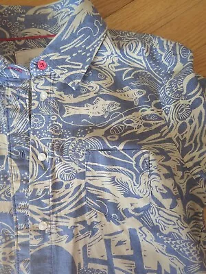 Mark Hearld For Boden Beach Print Shirt Seagulls Fish Barnacles Birds Size 6  • $35