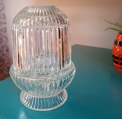 Vintage Mid Century Modern HOMCO MCM Clear  Ribbed Glass Fairy Lamp Light • $27