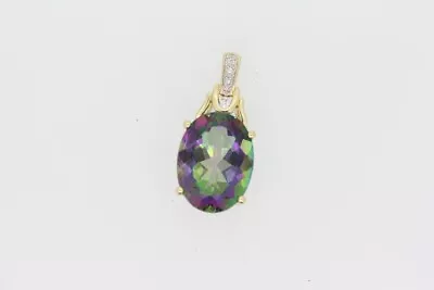 14k Yellow Gold Mystic Topaz Diamond Pendant (9605888-11) • $325