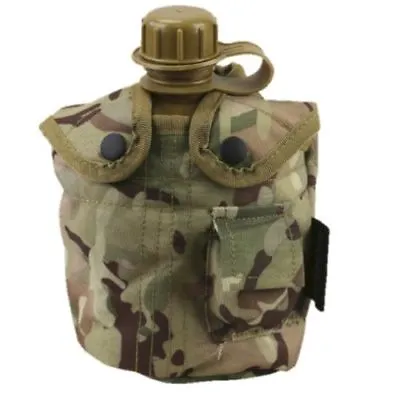  Military Water Bottle 'I'm A Celebrity' Canteen Camouflage Pouch Camping Army • £9.95